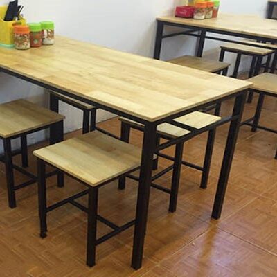 Bàn ghế gỗ chân sắt quán ăn (Mẫu 3)