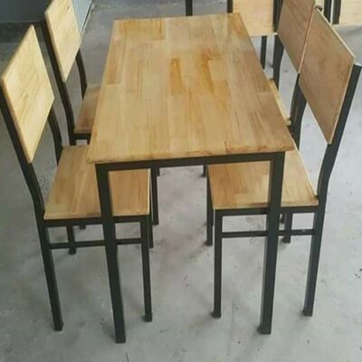 Bàn ghế gỗ chân sắt quán ăn (Mẫu 2)